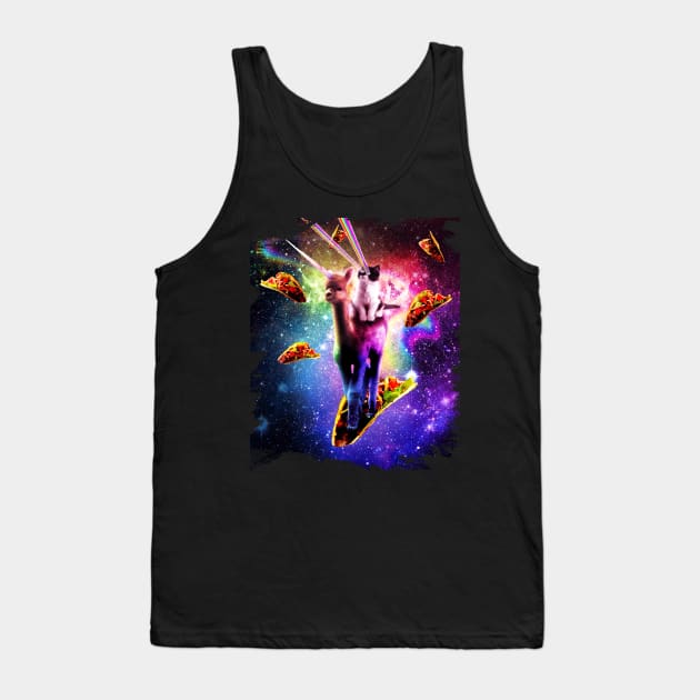 Cosmic Cat Riding Alpaca Unicorn Tank Top by Random Galaxy